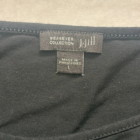 J. Jill Wearever Collection Black Long Sleeve Lace Hem Womens Size Large - Picture 4 of 8